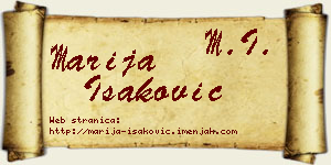 Marija Isaković vizit kartica